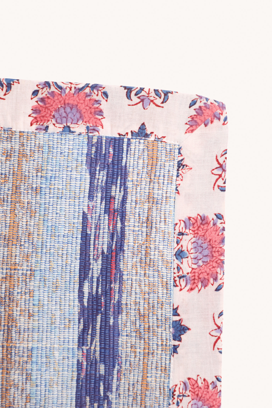 L'ÎLE BLEUE - Set de table Blockprint violet fleurs roses