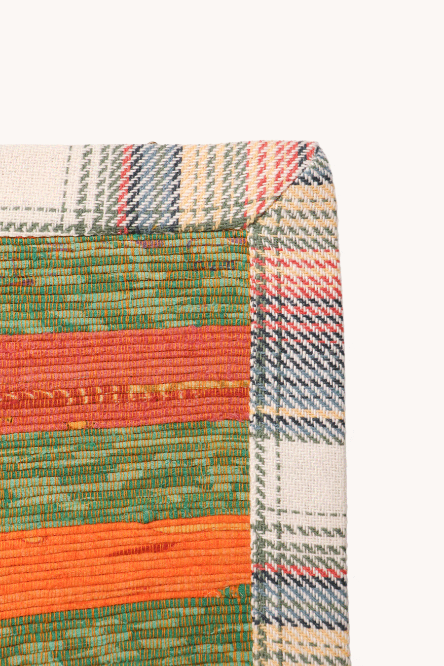 L'ÎLE BLEUE - Set de table orange vert bordure tartan