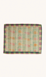 L'ÎLE BLEUE - Set de table en Khanta vert bordure Madras