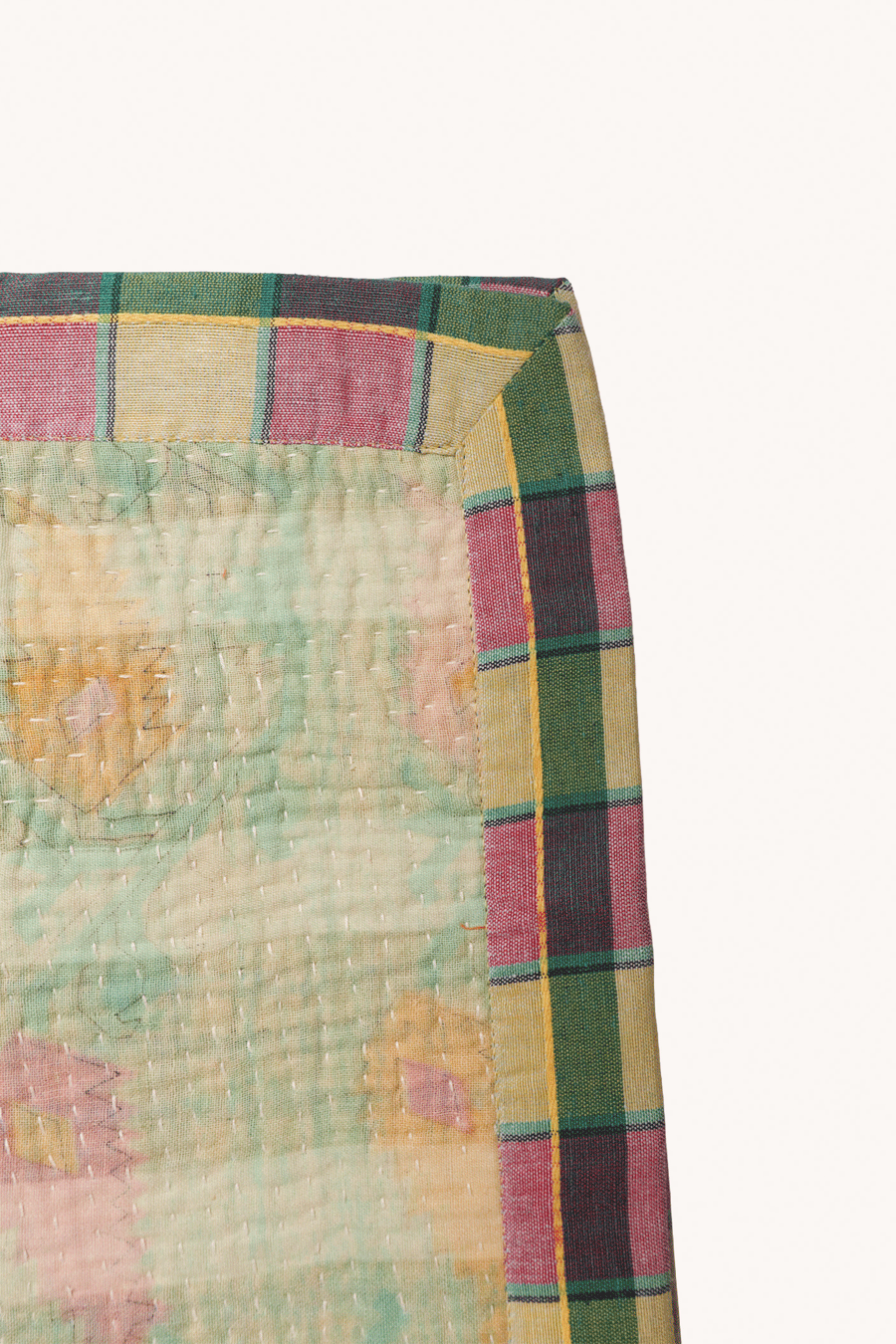 L'ÎLE BLEUE - Set de table en Khanta vert bordure Madras