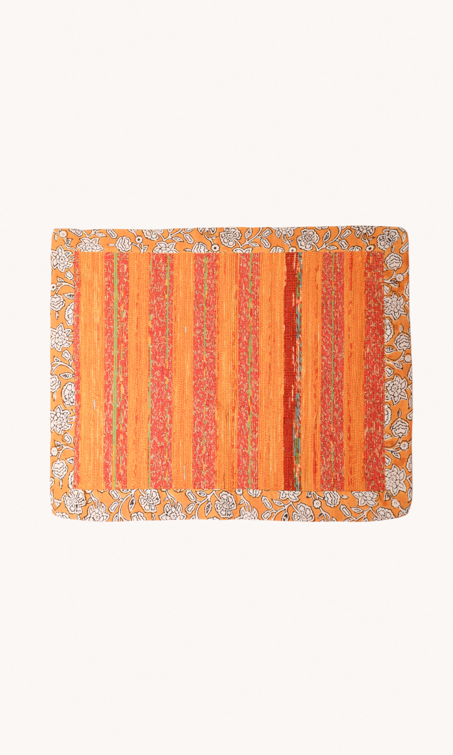 L'ÎLE BLEUE - Set de table blockprint orange et fleurs