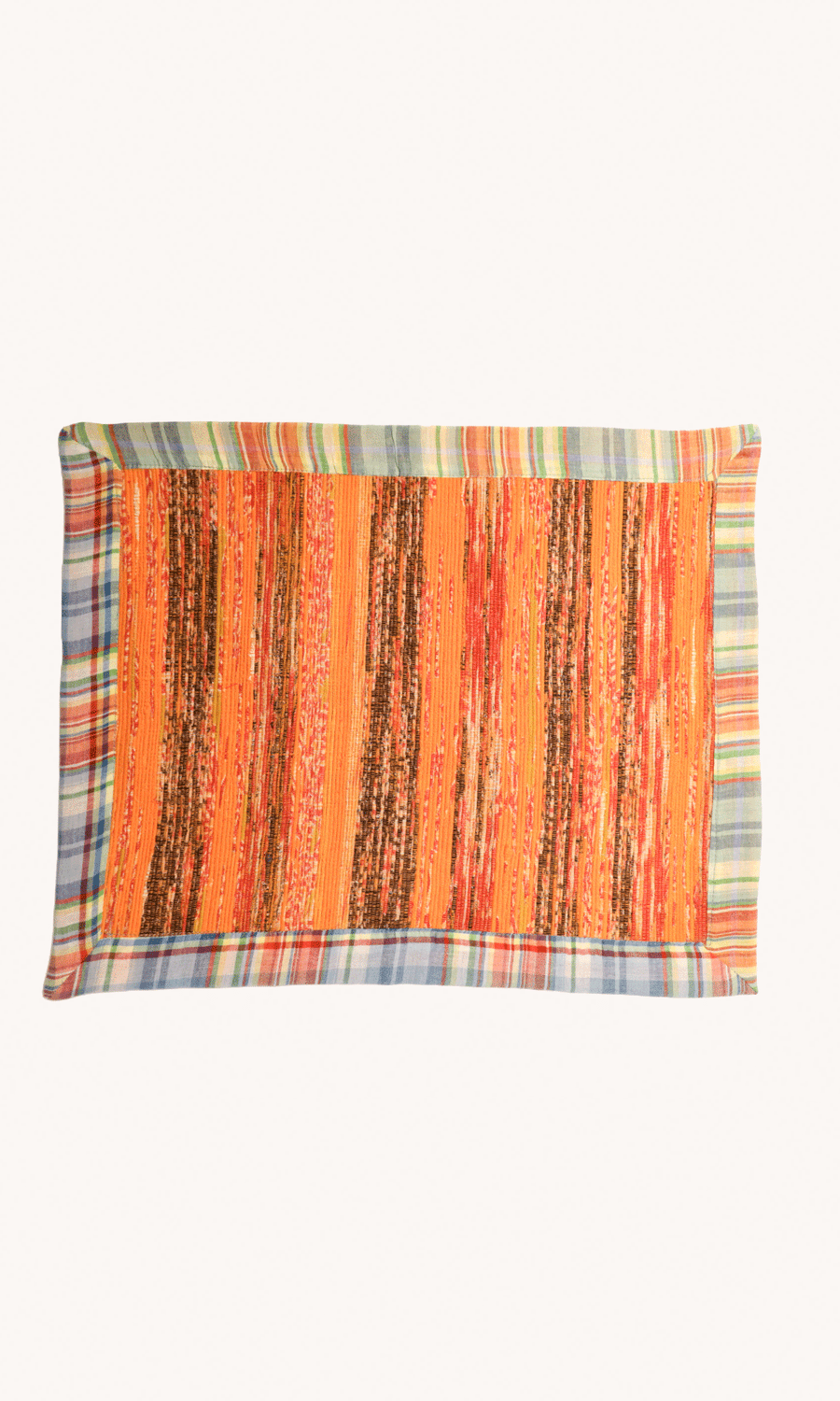 L'ÎLE BLEUE - Set de table orange bordure Madras