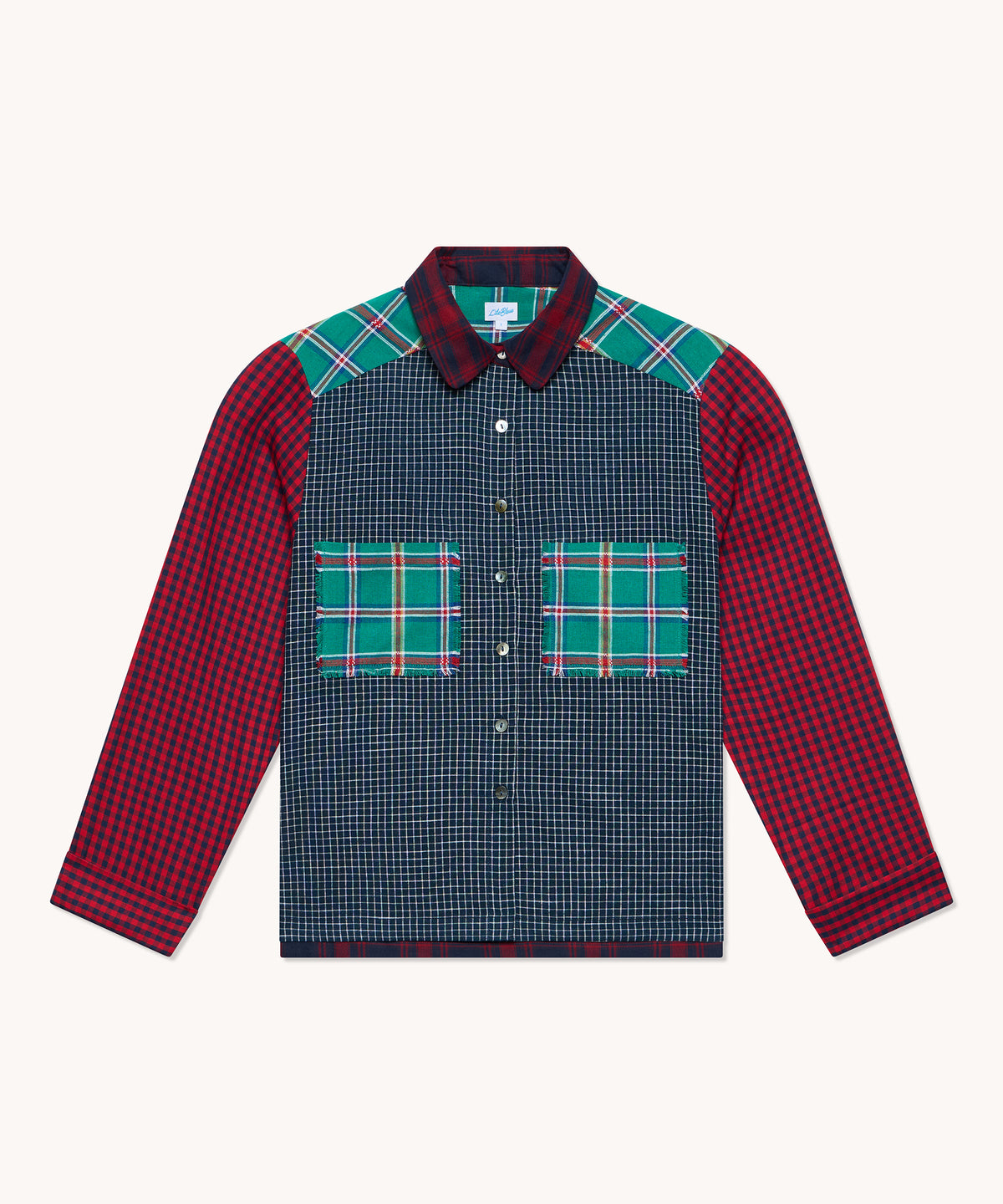 Chemise femme L'Île Bleue Adèle patchwork rouge et bleu, vue principale