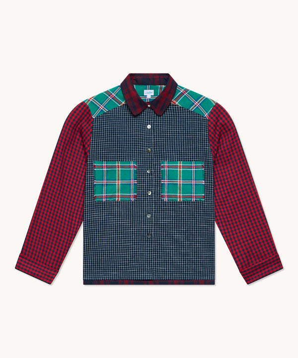 Chemise femme L'Île Bleue Adèle patchwork rouge et bleu, vue principale