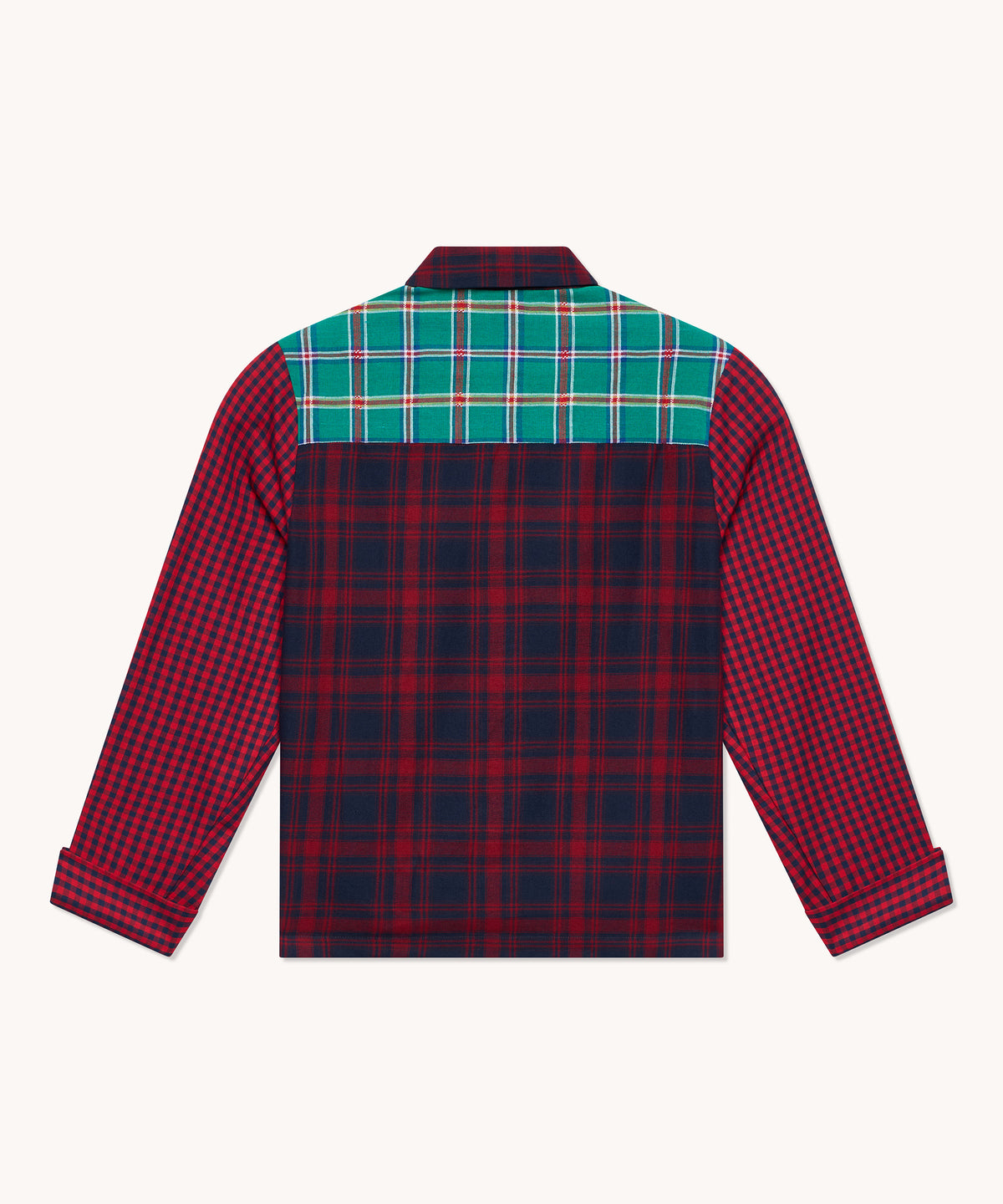 Chemise femme L'Île Bleue Adèle patchwork rouge et bleu, deuxième vue