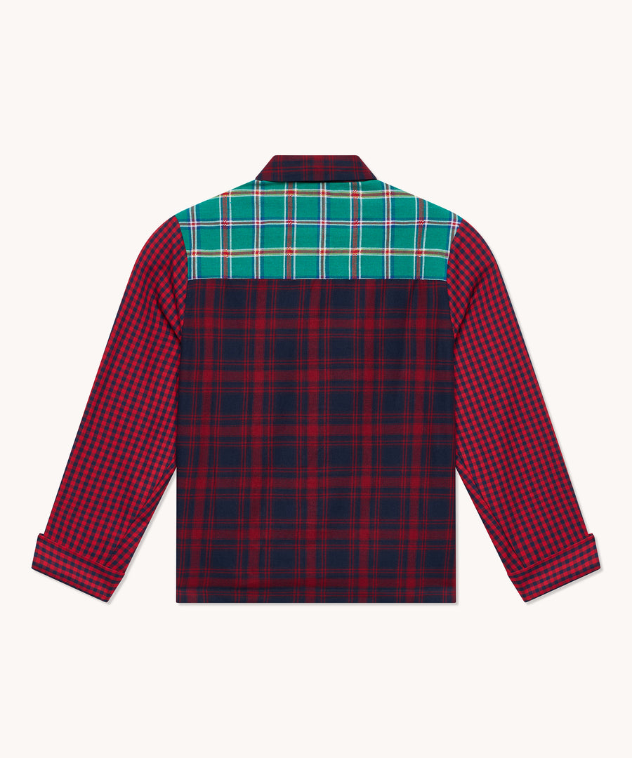 Chemise femme L'Île Bleue Adèle patchwork rouge et bleu, deuxième vue