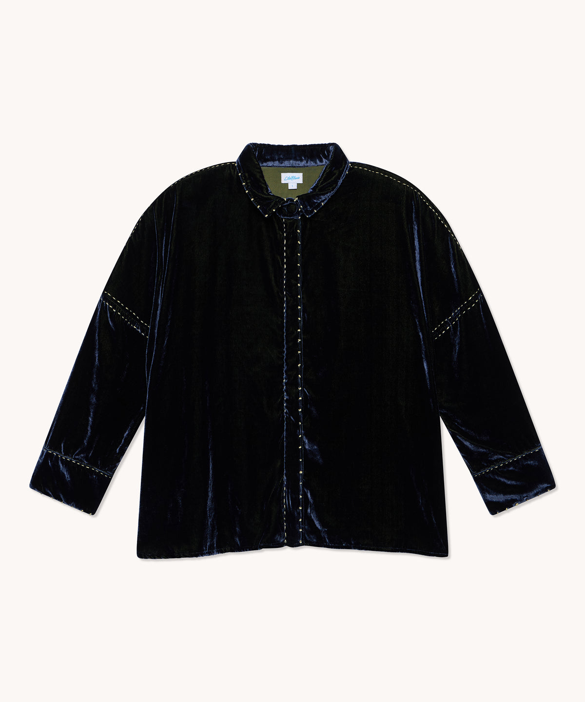 Chemise femme L'Île Bleue Caroline en velours de soie vert, vue principale