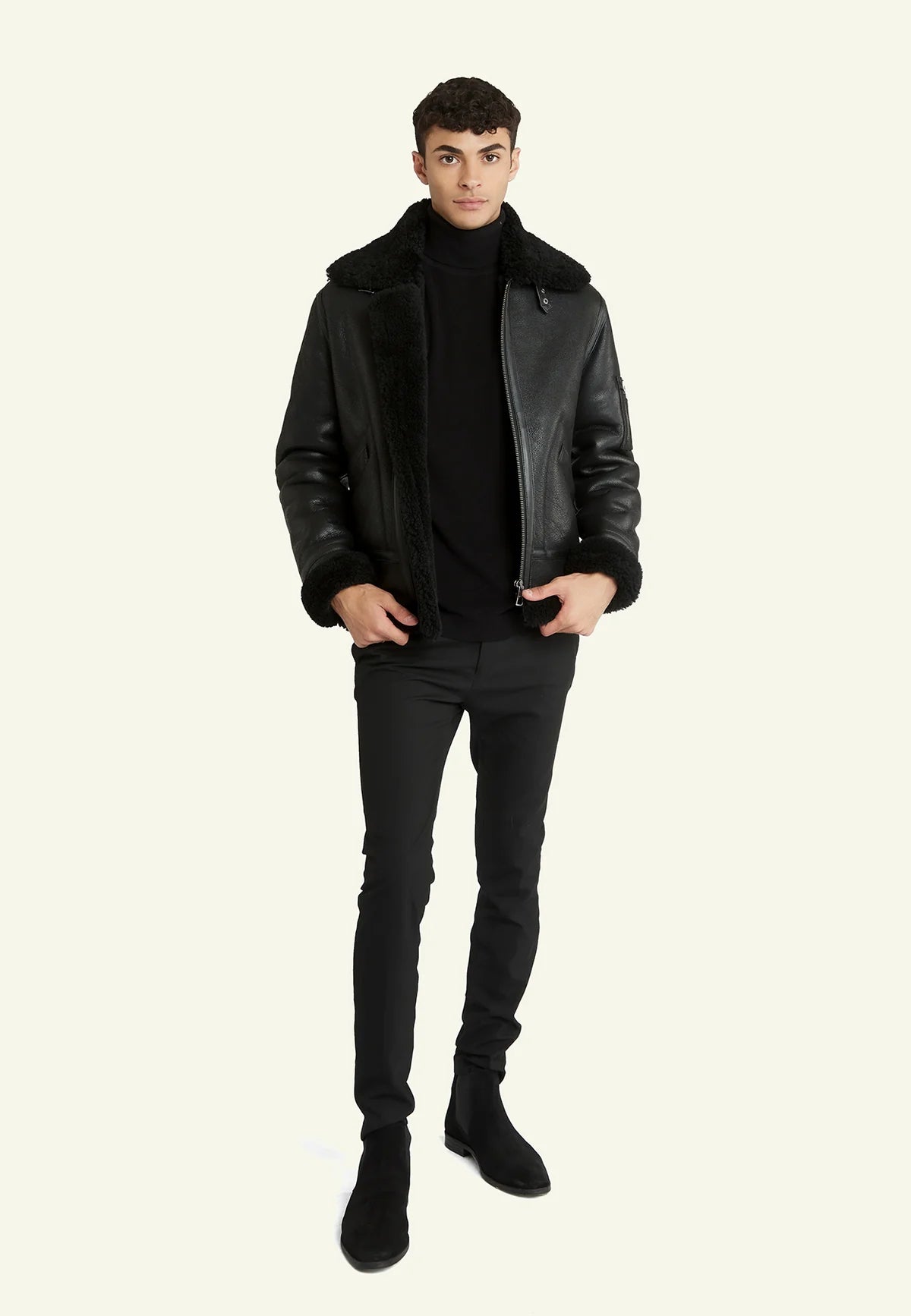 Blouson homme Serge Pariente New Kennedy mouton noir, vue complémentaire
