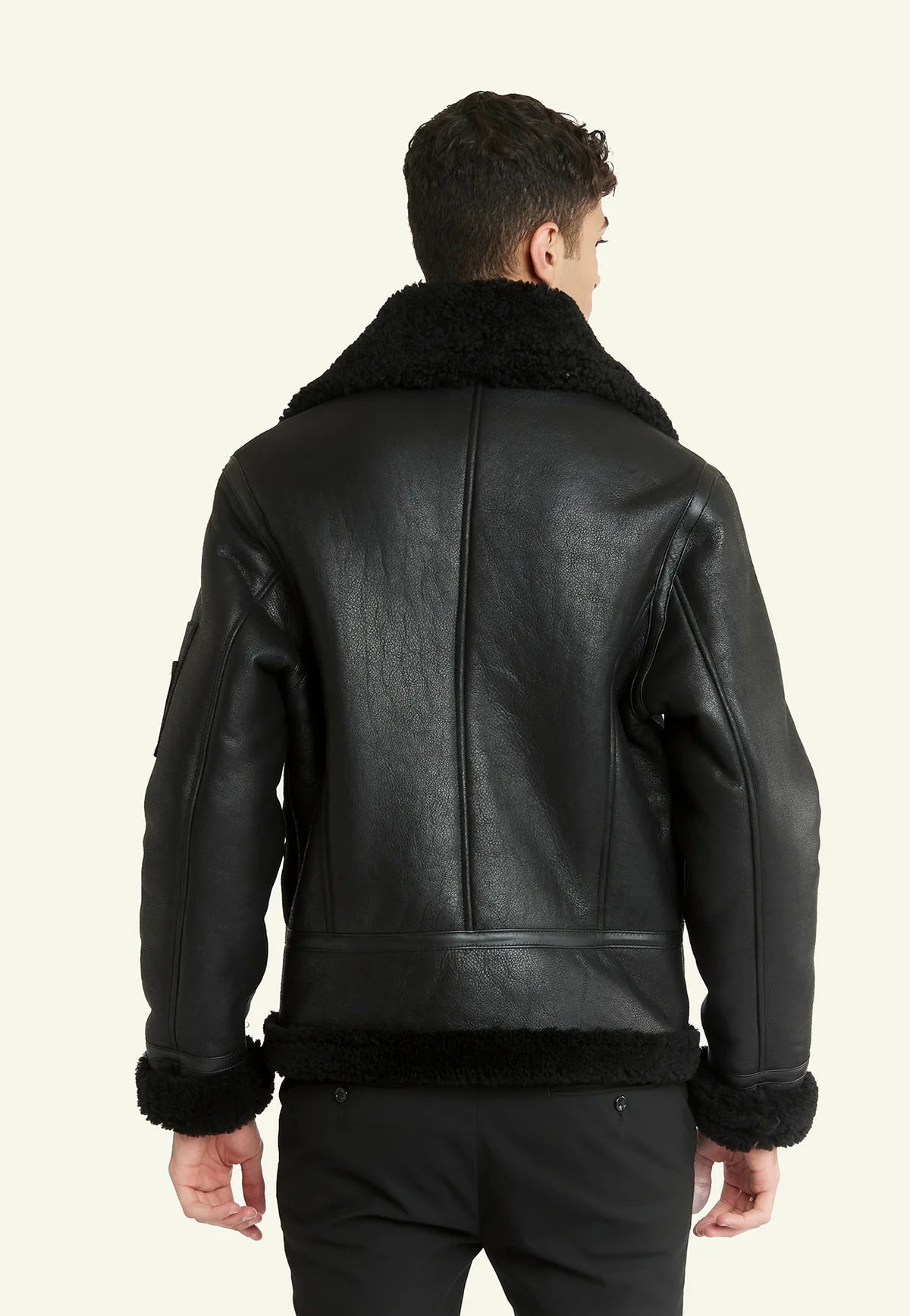 Blouson homme Serge Pariente New Kennedy mouton noir, autre angle