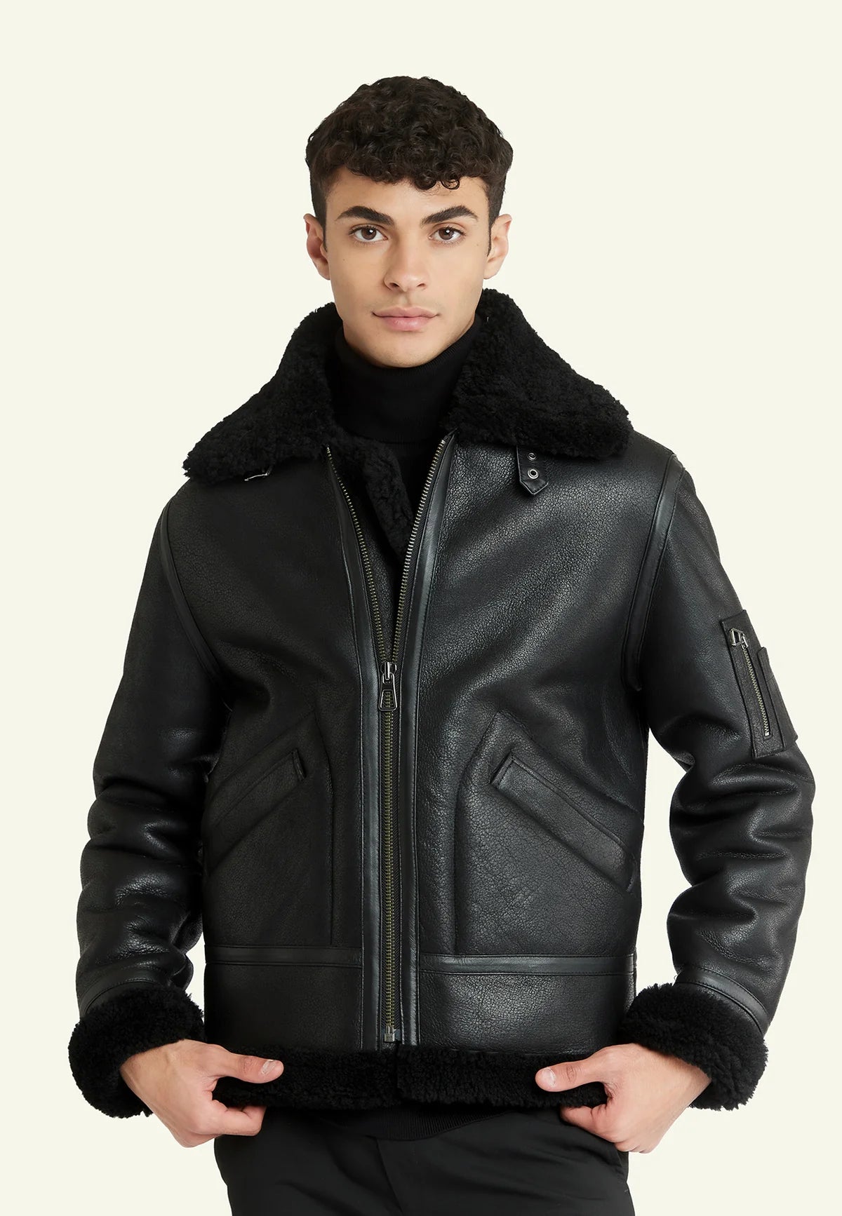 Blouson homme Serge Pariente New Kennedy mouton noir, vue principale