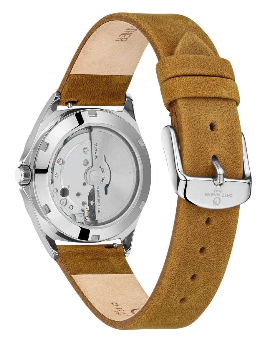 Montre Chez Maman Topanga Green Silver cuir tan, deuxième vue