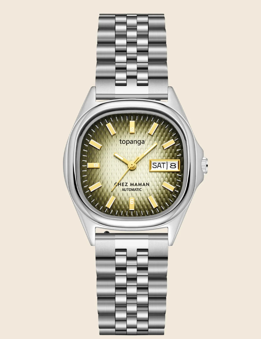 Montre Chez Maman Topanga Green Canyon Gold bracelet jubilee, vue principale
