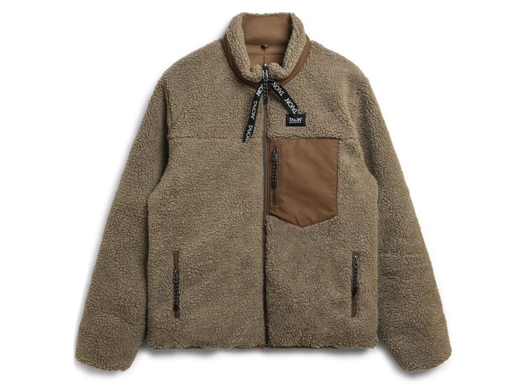 TAION - VESTE RÉVERSIBLE BOA MARRON