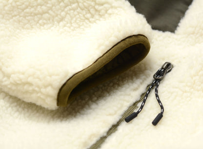 TAION - Reversible Boa Jacket Olive Ivory