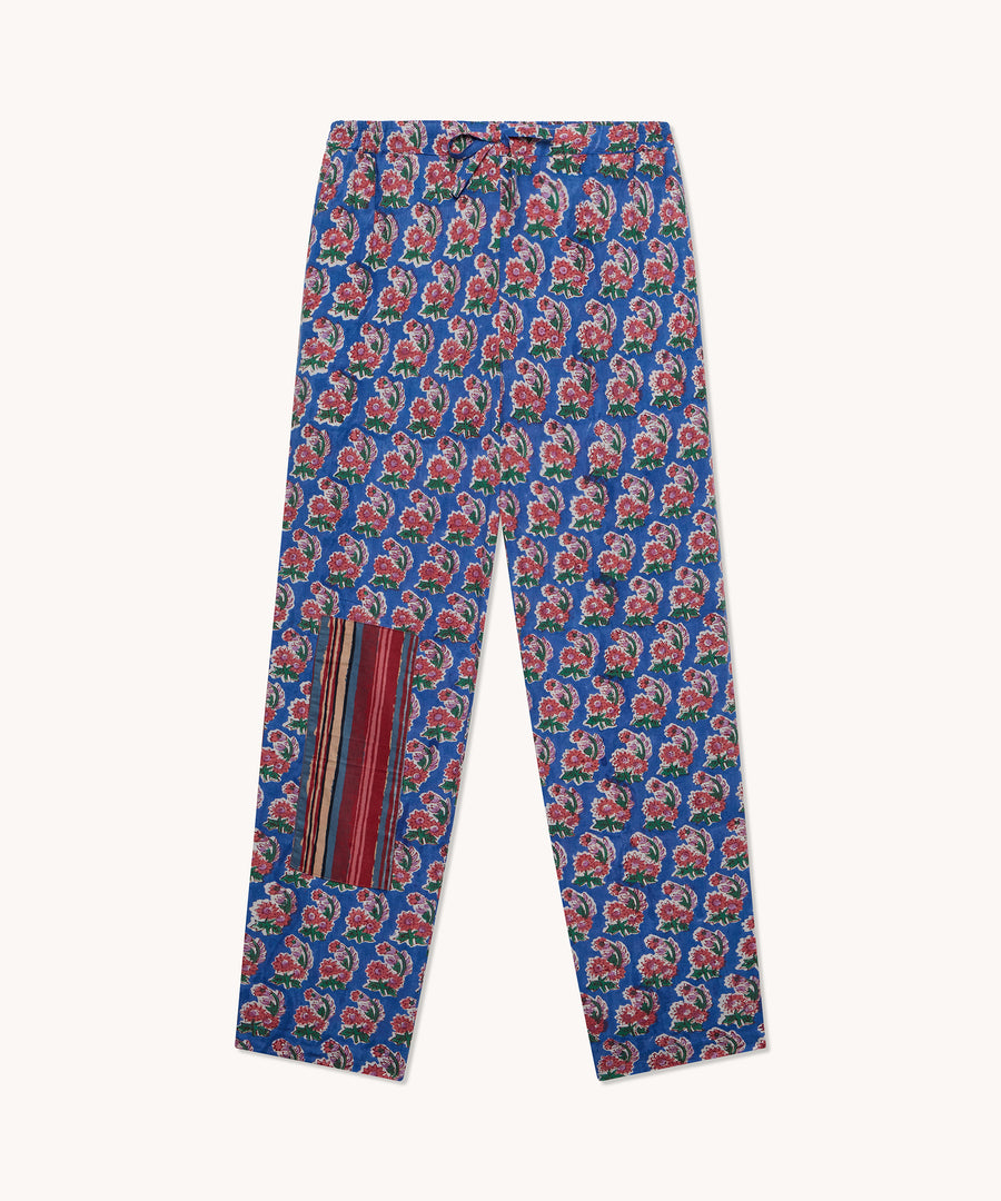 L'ÎLE BLEUE - Pantalon Homme New Boubou Mouse Block print fleuri rouge & bleu