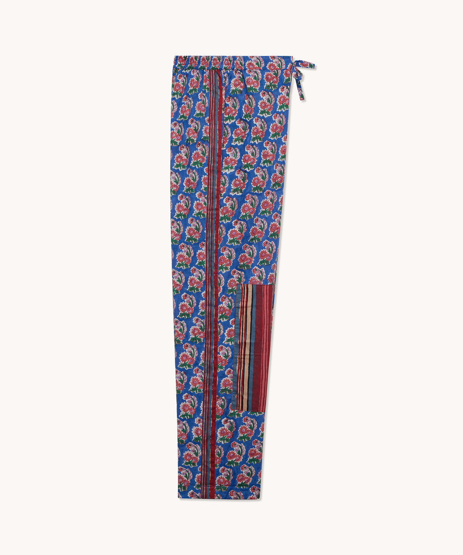 L'ÎLE BLEUE - Pantalon Homme New Boubou Mouse Block print fleuri rouge & bleu