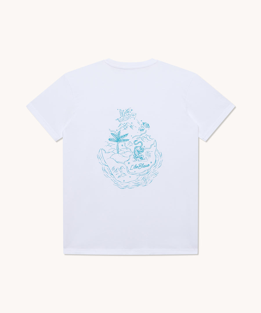 L'ÎLE BLEUE - T SHIRT BLANC LOGO L'ÎLE BLEUE