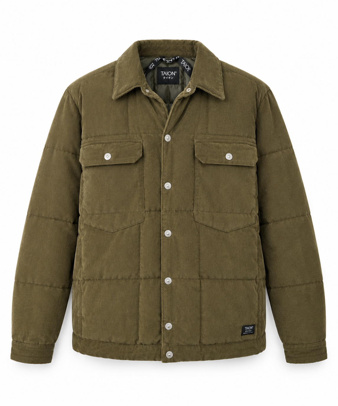 Doudoune homme Taion Work Trucker en velours côtelé olive, vue principale