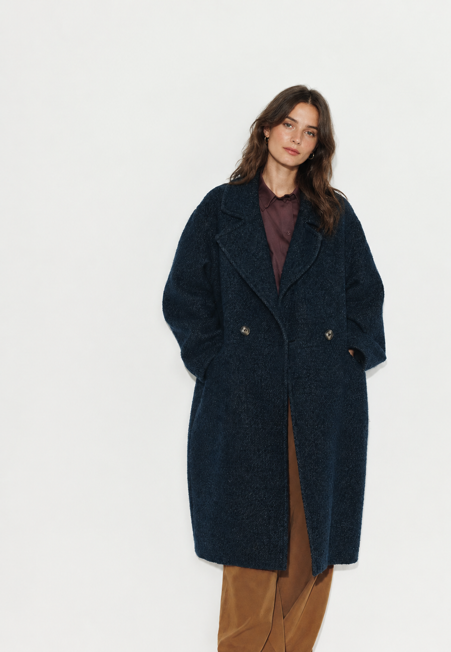 Manteau oversize femme TORMINALIS bleu vue de face