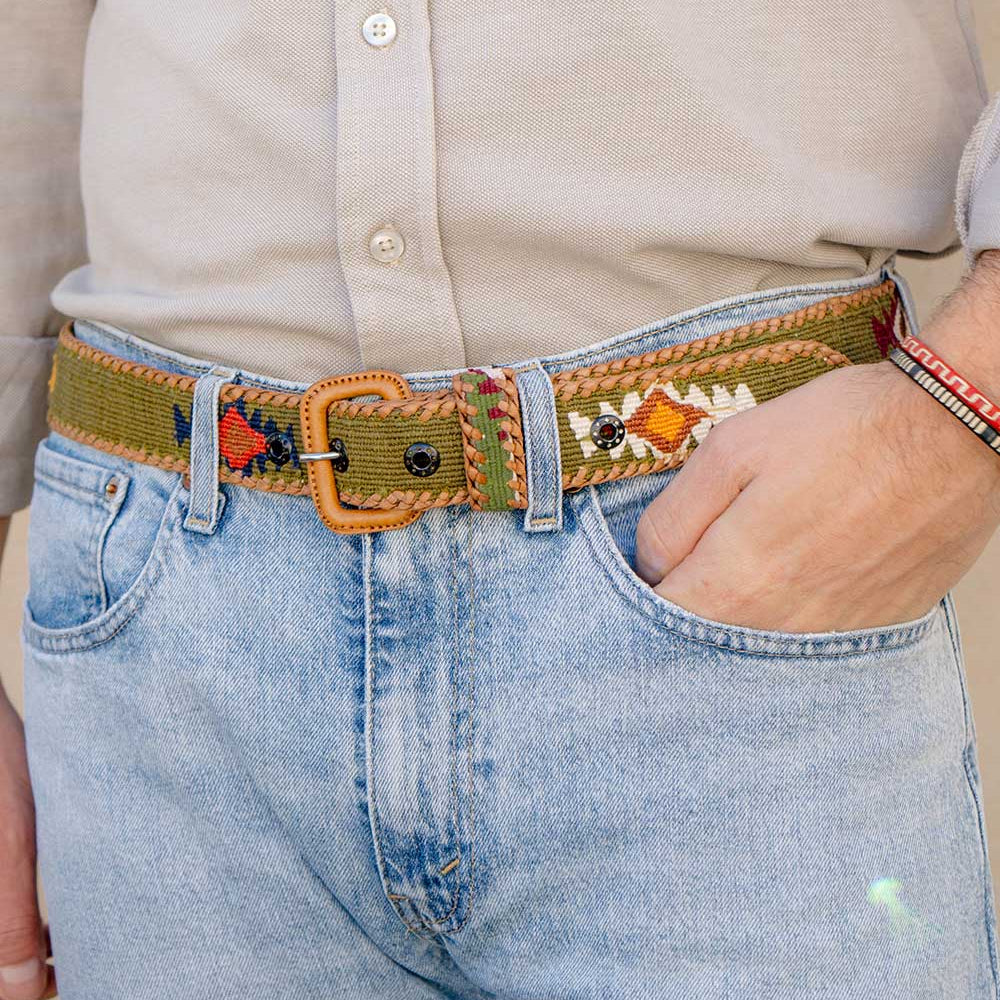 Ceinture tissée unisexe La Mansa Vert Cacería, quatrième vue