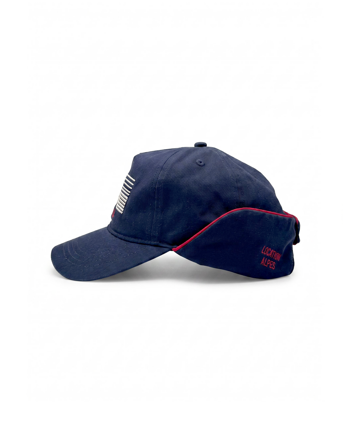 Casquette souvenir Visit Mont-Blanc bleu et rouge, vue de détail