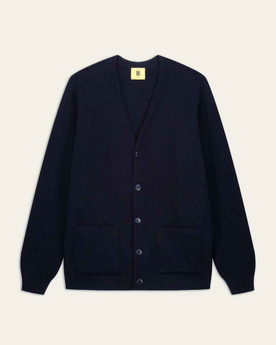 YOURI BLUE MERINO WOOL CARDIGAN