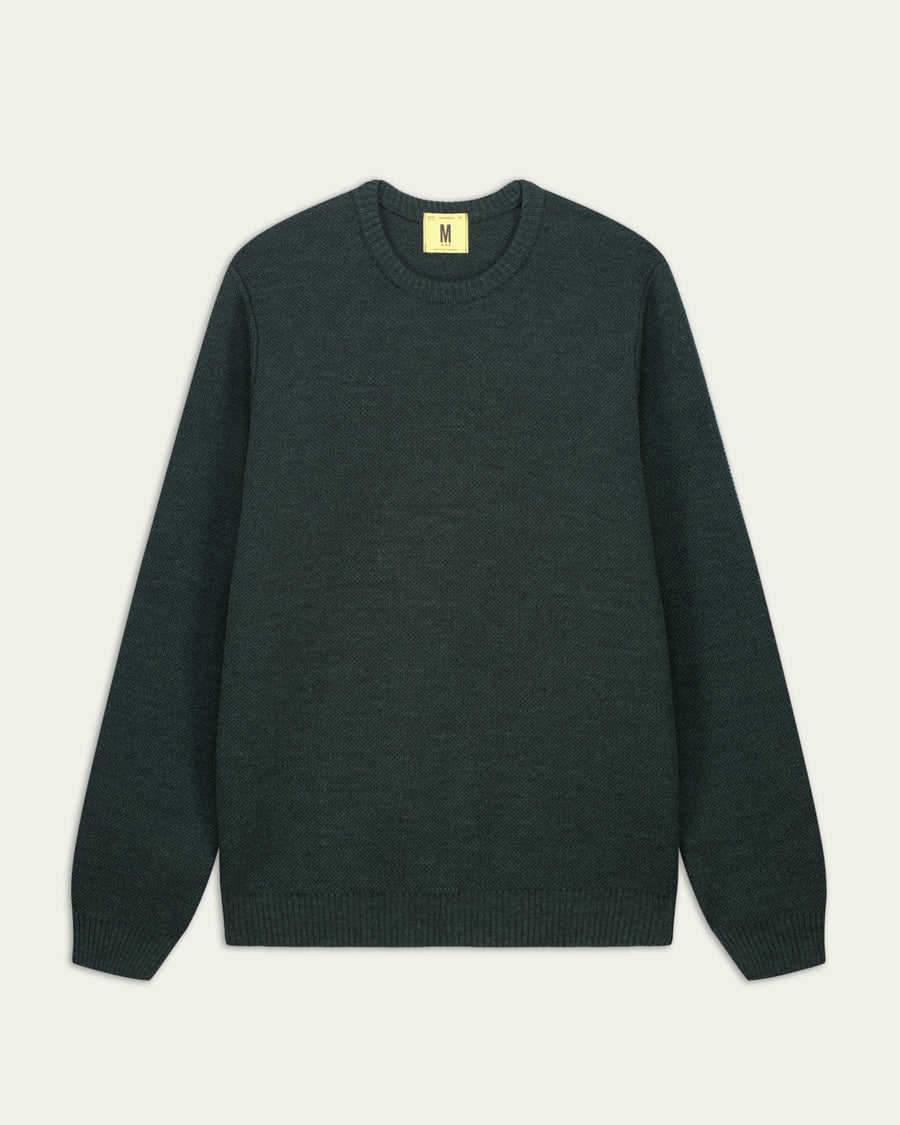 NITTO KNITWEAR - YOURI PULL COL ROND LAINE VERT FORET
