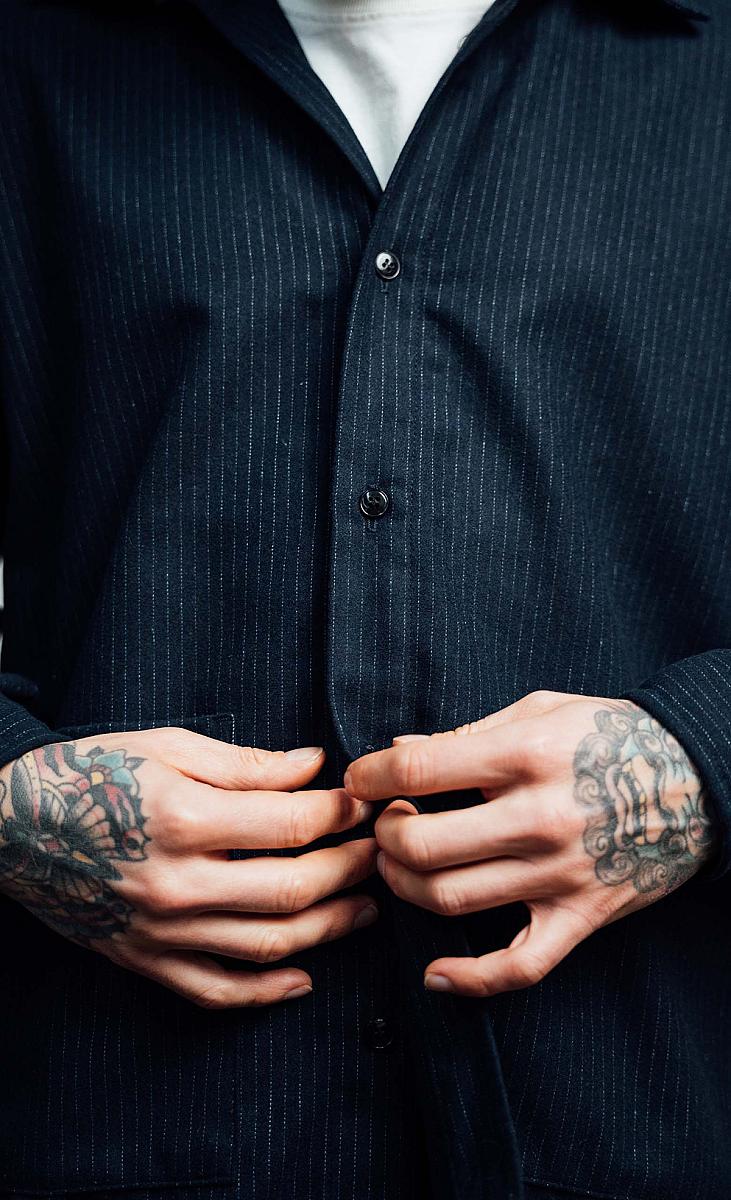 Veste homme Wooden Store Balera coloris bleu, vue de détail