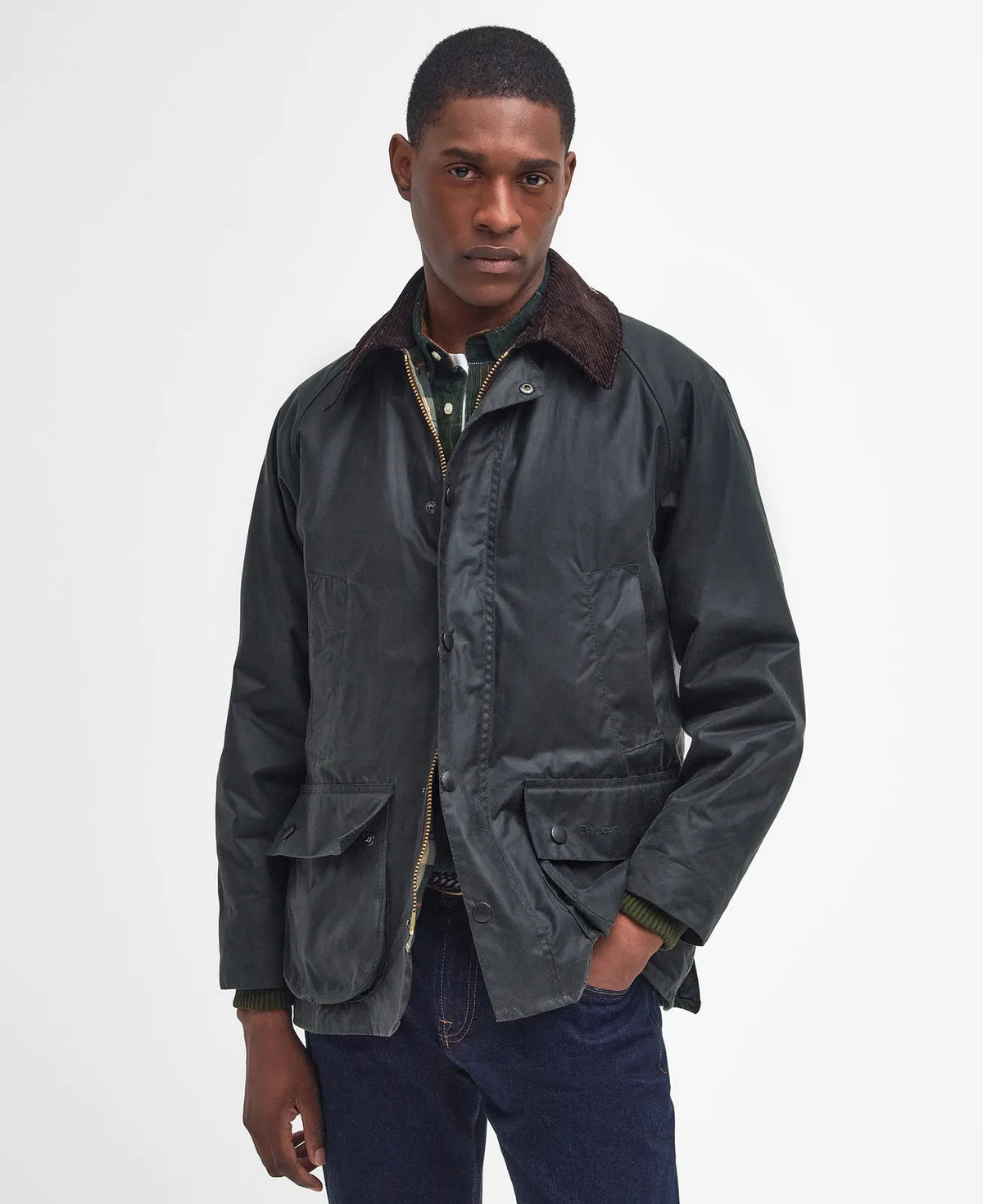 ALT : Veste cirée Barbour Bedale Sage homme vue de face