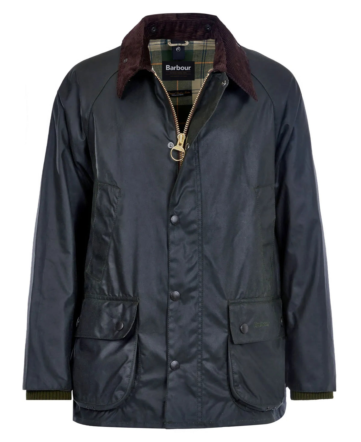 Zip en laiton et col velours veste Barbour Bedale Sage