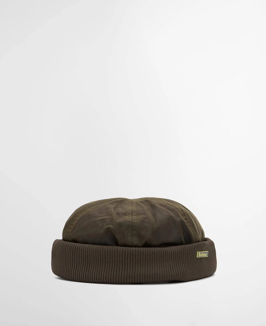 Bonnet docker en coton ciré Barbour Renford olive homme, vue principale