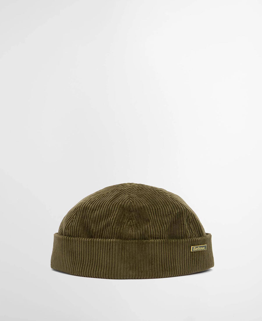Bonnet docker en velours côtelé Barbour Preston olive homme, vue principale