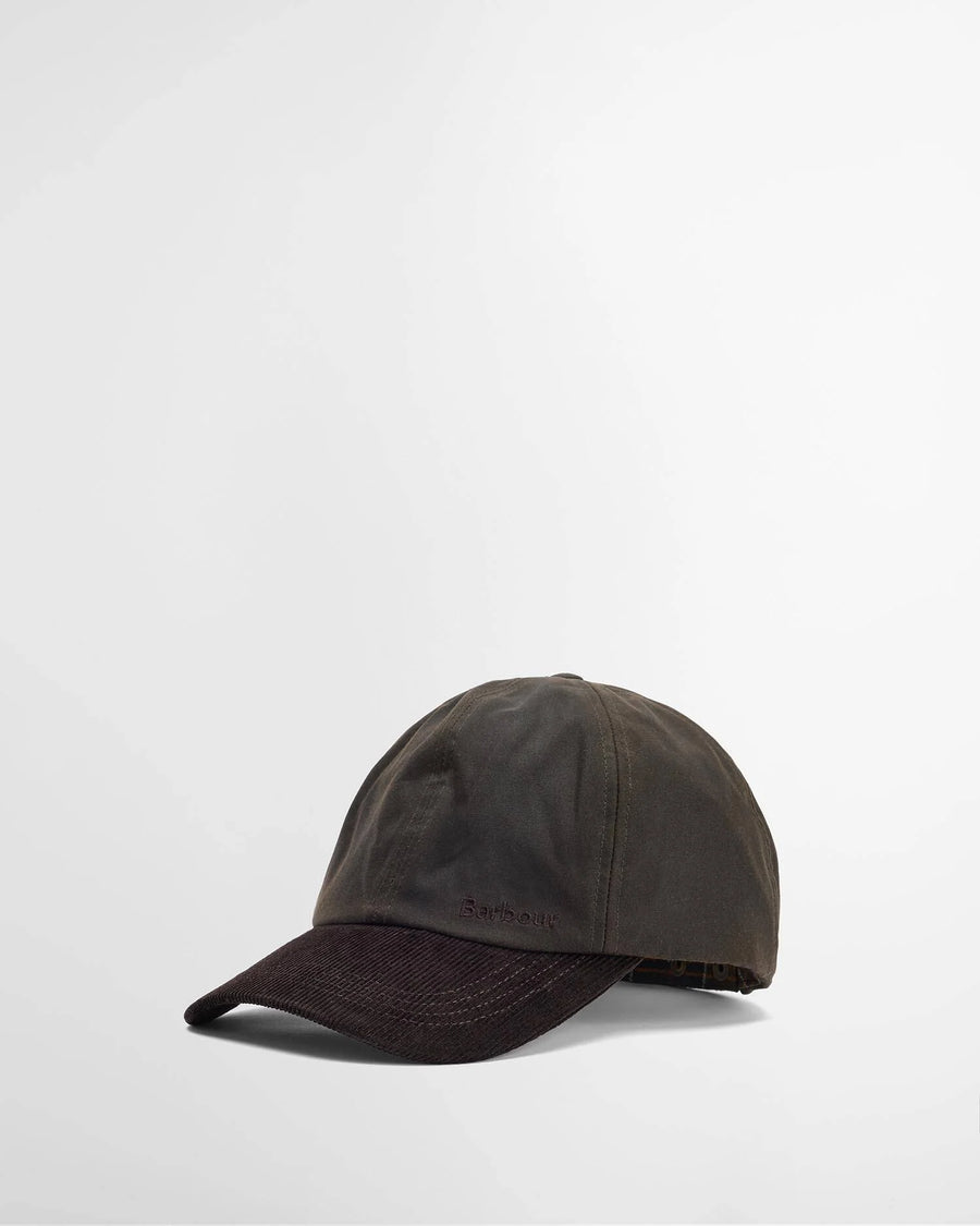 Casquette en coton ciré Barbour Ashby olive brown, vue principale