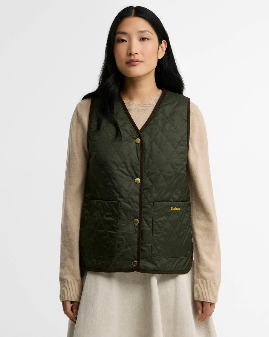 Veste réversible matelassée et tartan Barbour olive femme, vue principale