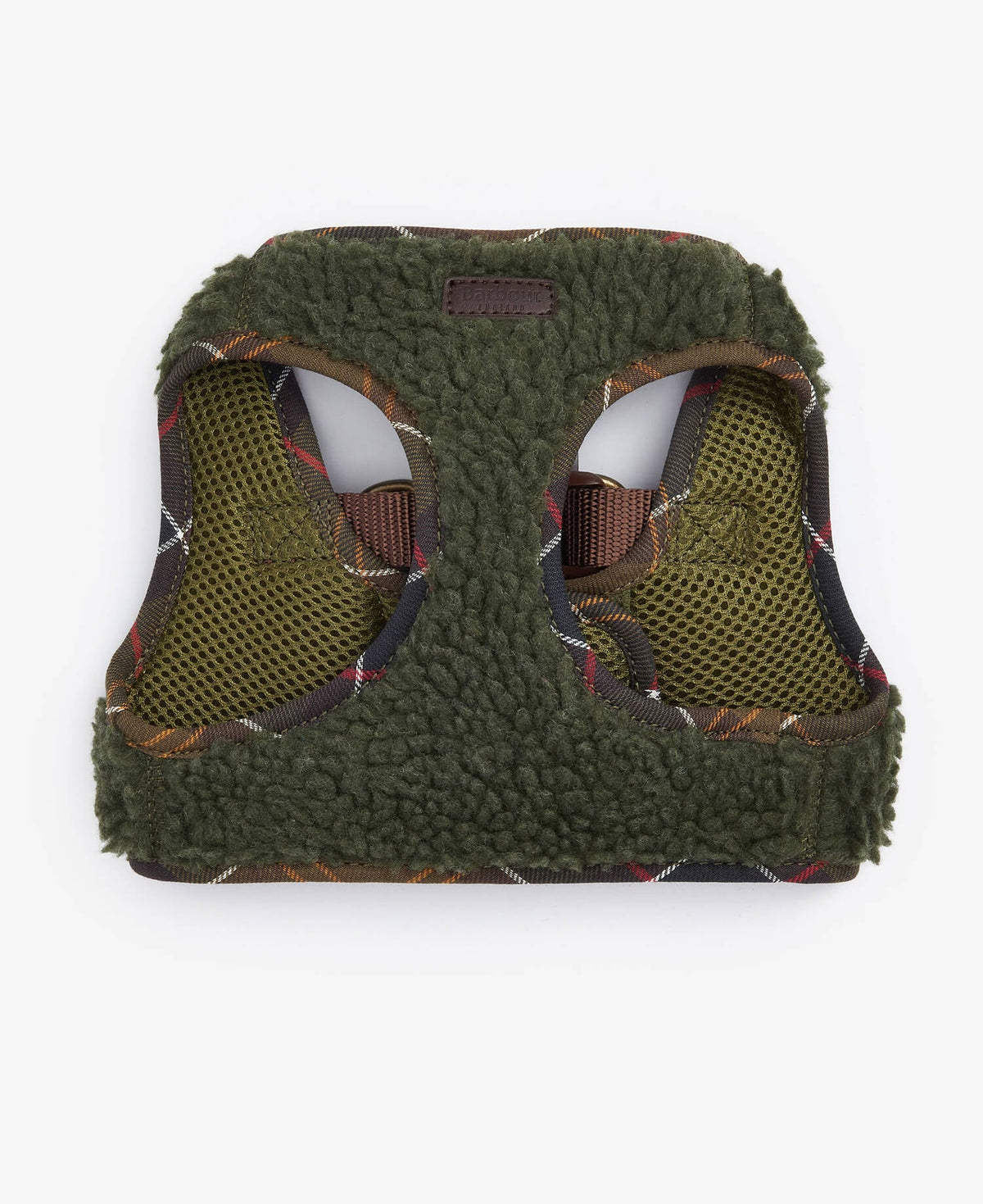 Harnais polaire Barbour olive à liseré tartan pour chien, vue principale