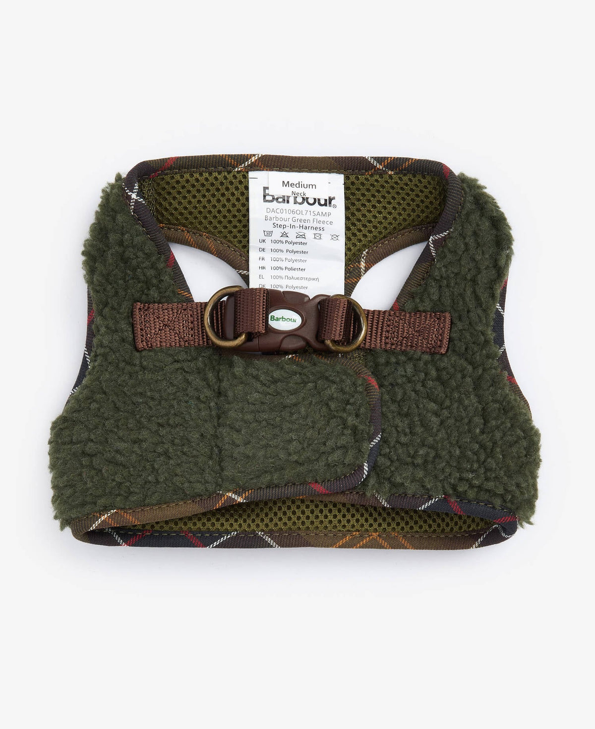 Harnais polaire Barbour olive à liseré tartan pour chien, quatrième vue