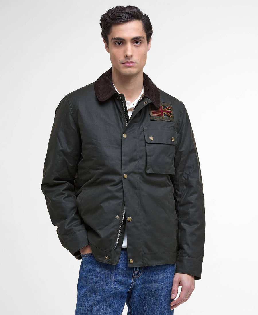 Veste wax Barbour International Workers sage pour homme, vue principale