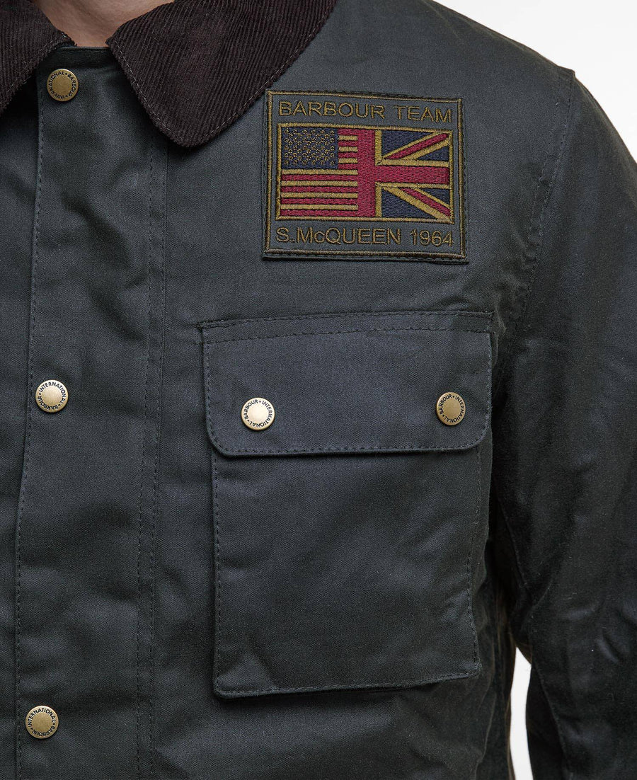 Veste wax Barbour International Workers sage pour homme, deuxième vue