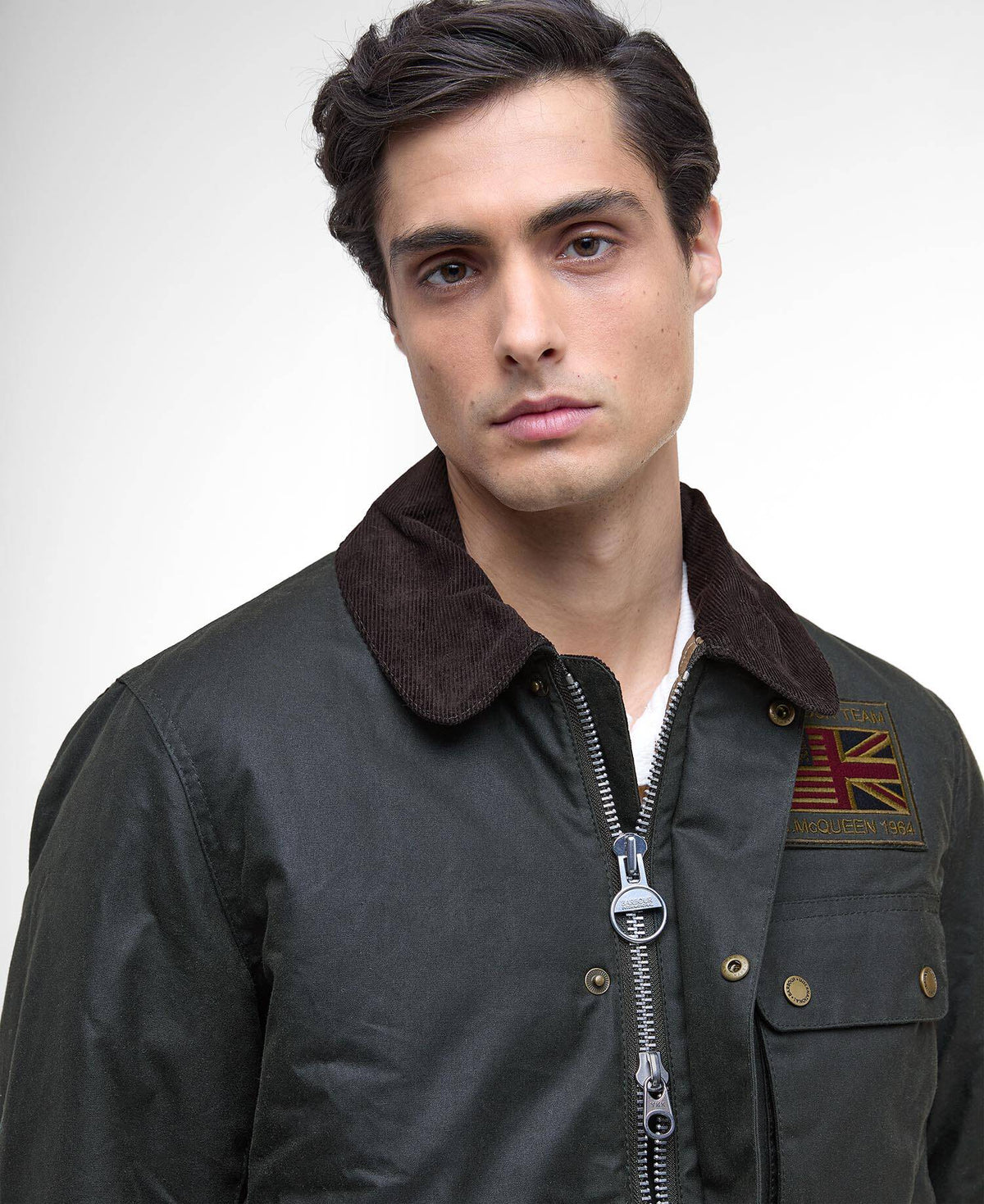 Veste wax Barbour International Workers sage pour homme, cinquième vue