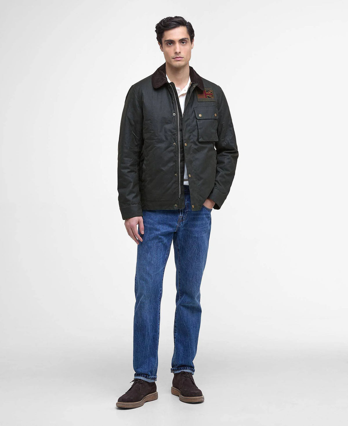Veste wax Barbour International Workers sage pour homme, septième vue