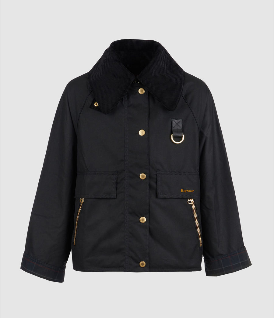 Veste cirée Barbour Catton noire à col velours femme, deuxième vue