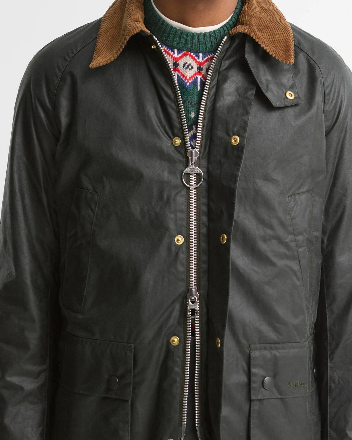 Veste cirée Barbour Festive Ashby sage evergreen pour homme, troisième vue