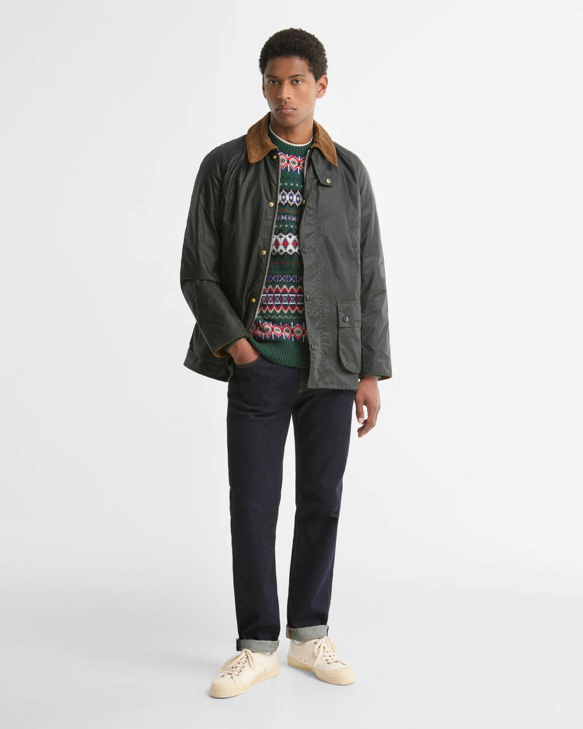 Veste cirée Barbour Festive Ashby sage evergreen pour homme, sixième vue