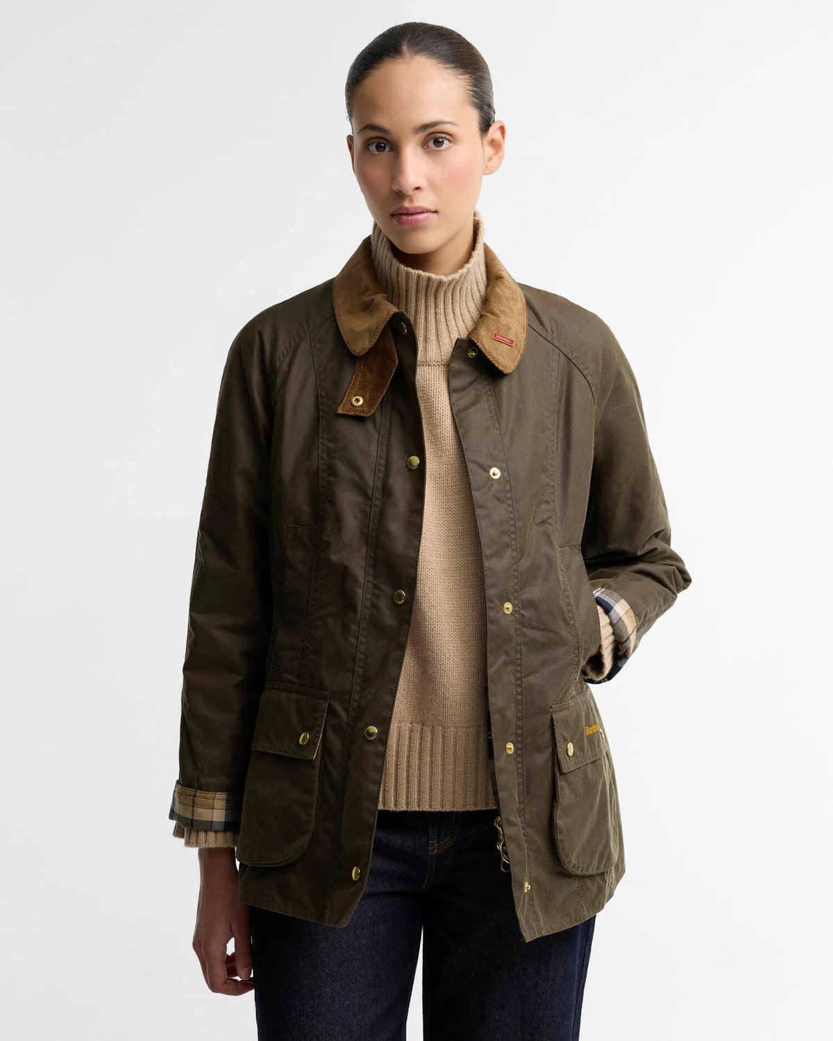 Veste cirée Barbour Icons Beadnell beech birch pour femme, vue principale