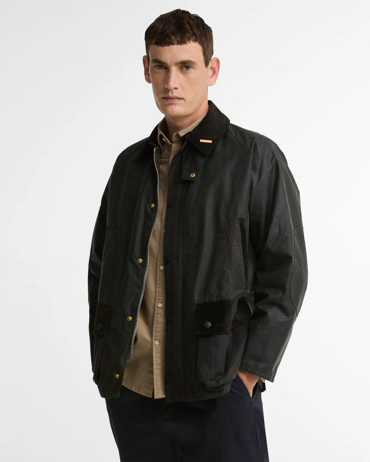 Veste cirée Barbour Patch Bedale sage evergreen pour homme, vue principale