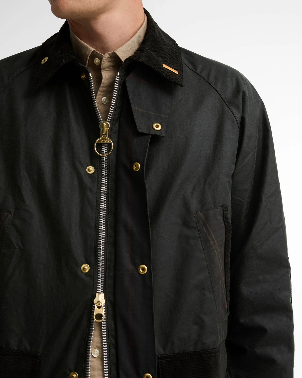 Veste cirée Barbour Patch Bedale sage evergreen pour homme, troisième vue