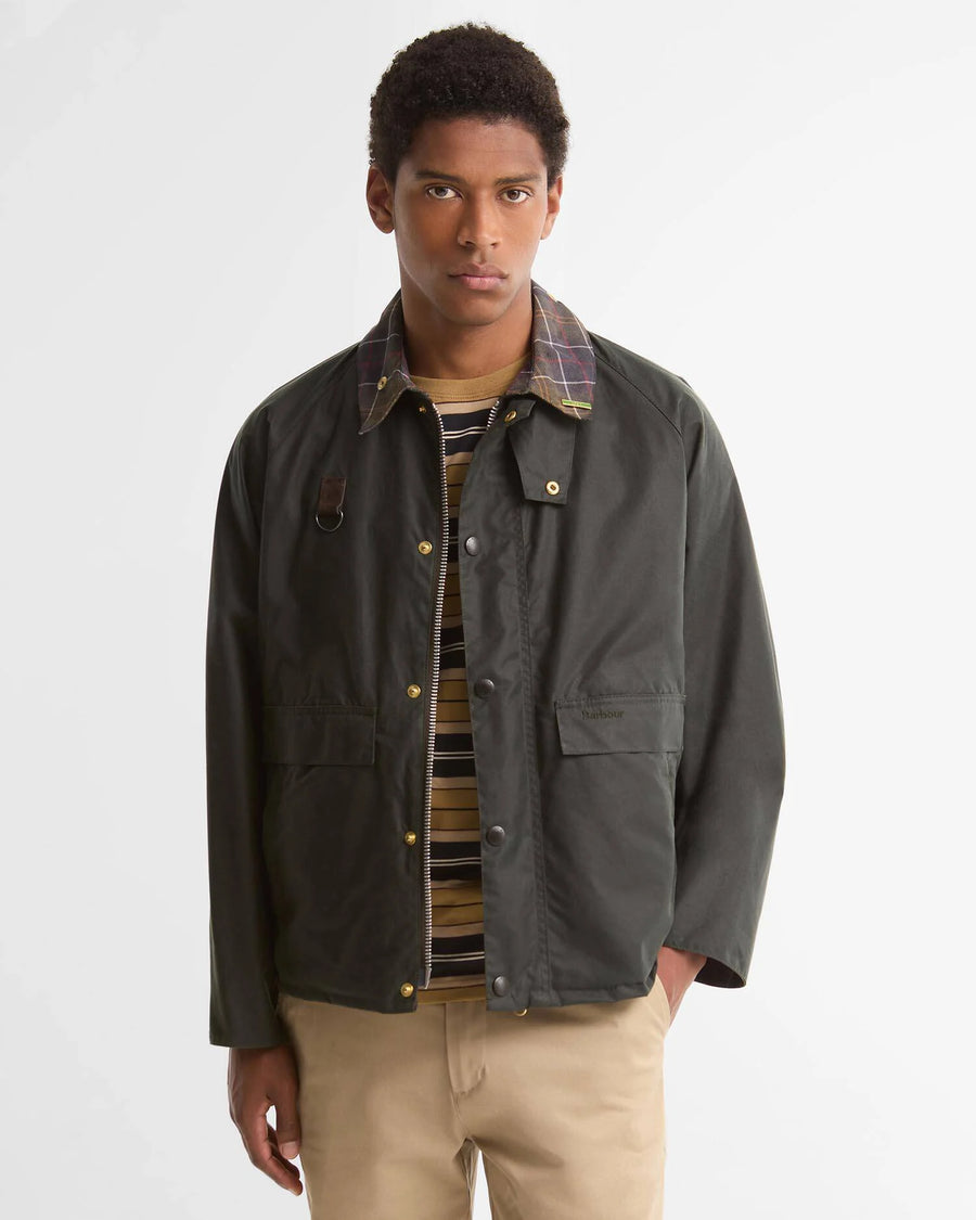 Veste cirée courte Barbour Icons Spey sage pour homme, vue principale
