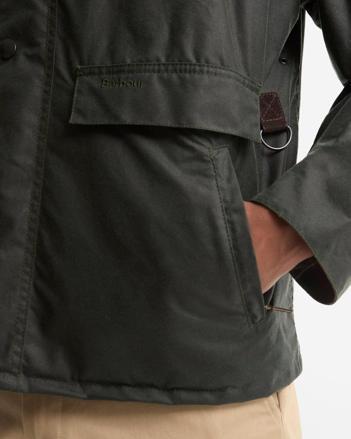 Veste cirée courte Barbour Icons Spey sage pour homme, troisième vue