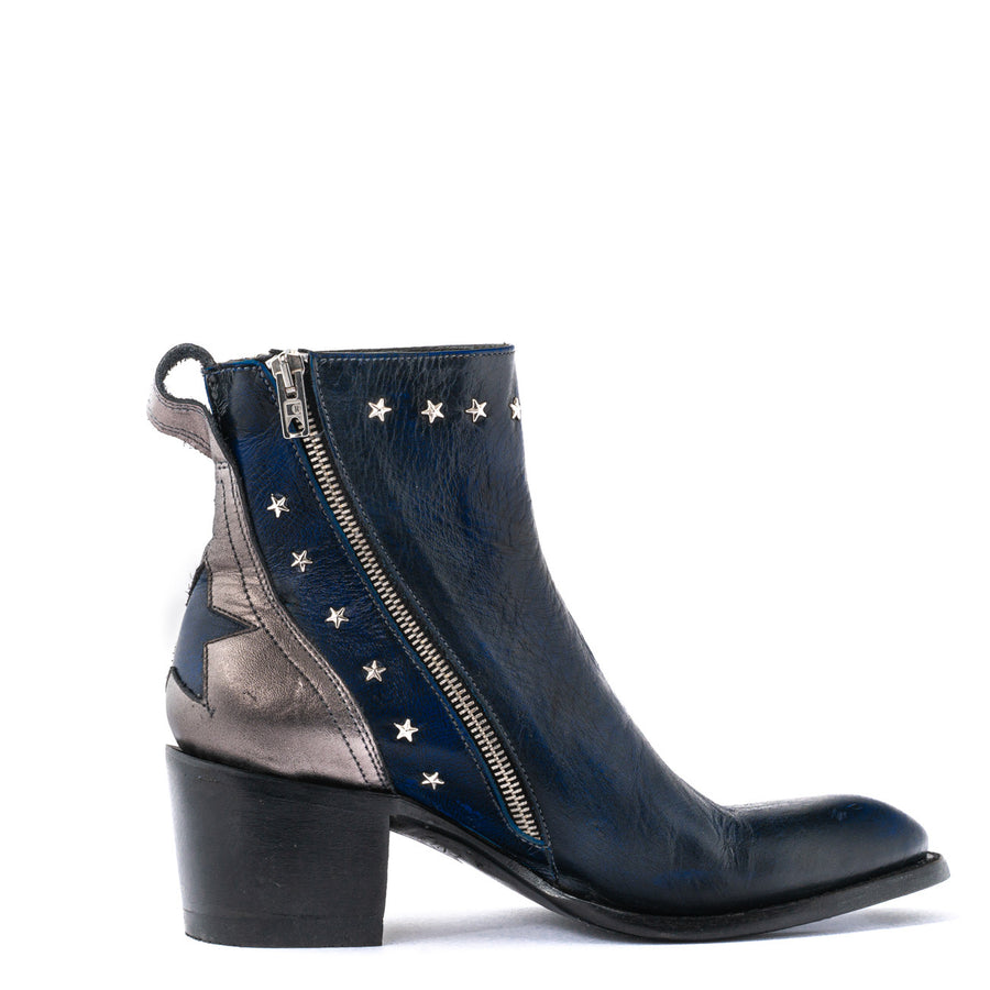 MEXICANA - Berliner Blau-Silber-Rindsleder