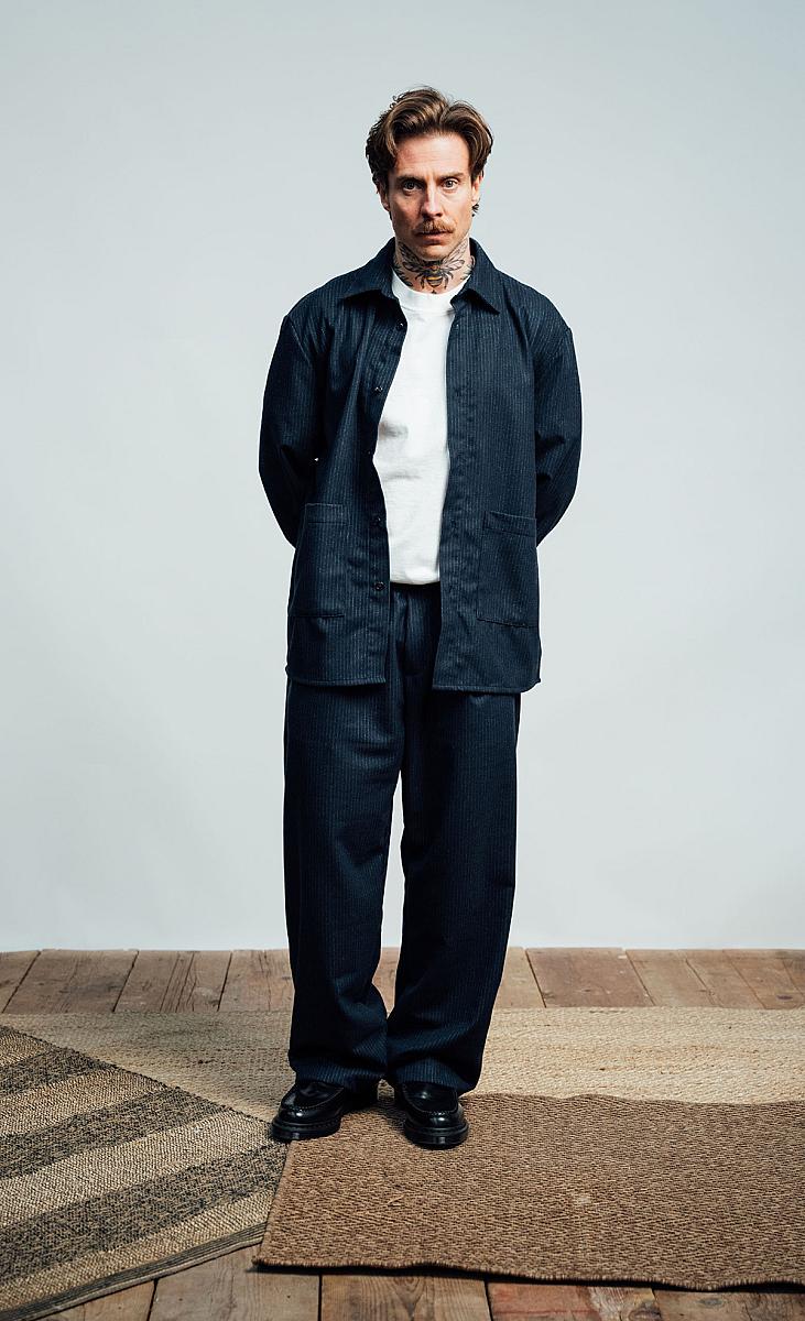 Pantalon homme Wooden Store Big Osaka rayure gessato, vue de détail